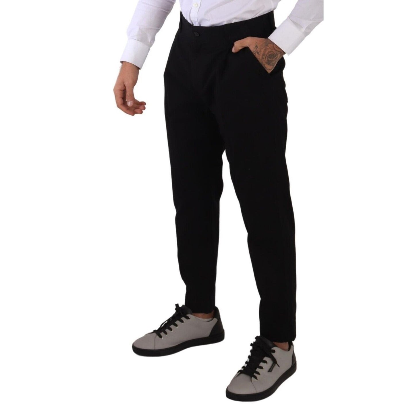Dolce & Gabbana Black Cotton Stretch Chinos Trouser Jeans Dolce & Gabbana