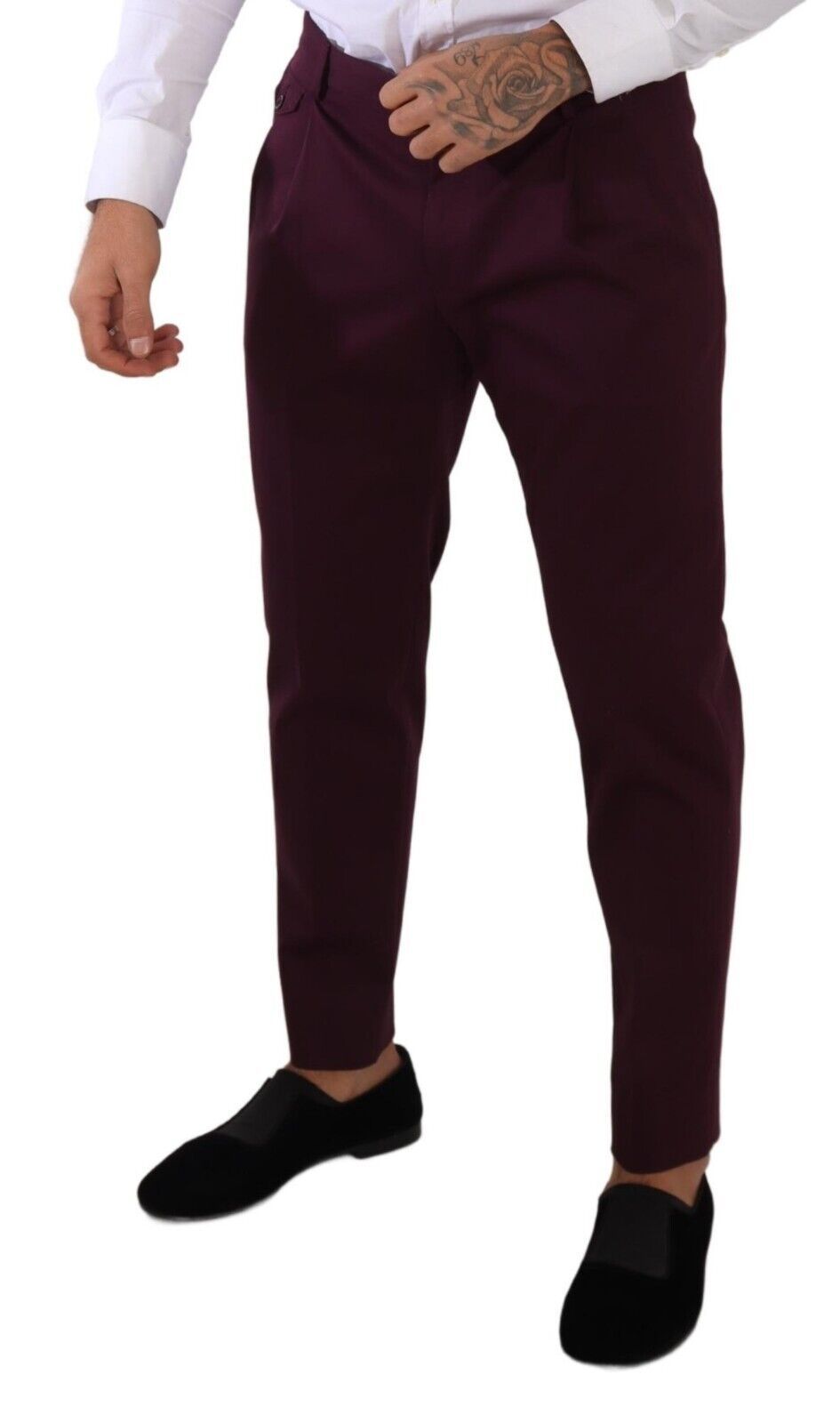 Dolce & Gabbana Purple Cotton Tapered Chinos Dress Pants Dolce & Gabbana