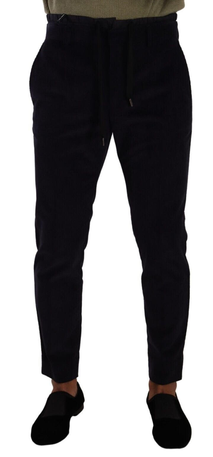 Dolce & Gabbana Blue Cotton Skinny Corduroy Trouser Pants Dolce & Gabbana