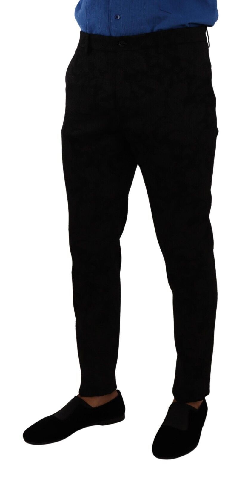 Dolce & Gabbana Black Brocade Skinny Formal Trouser Dress Pants Dolce & Gabbana
