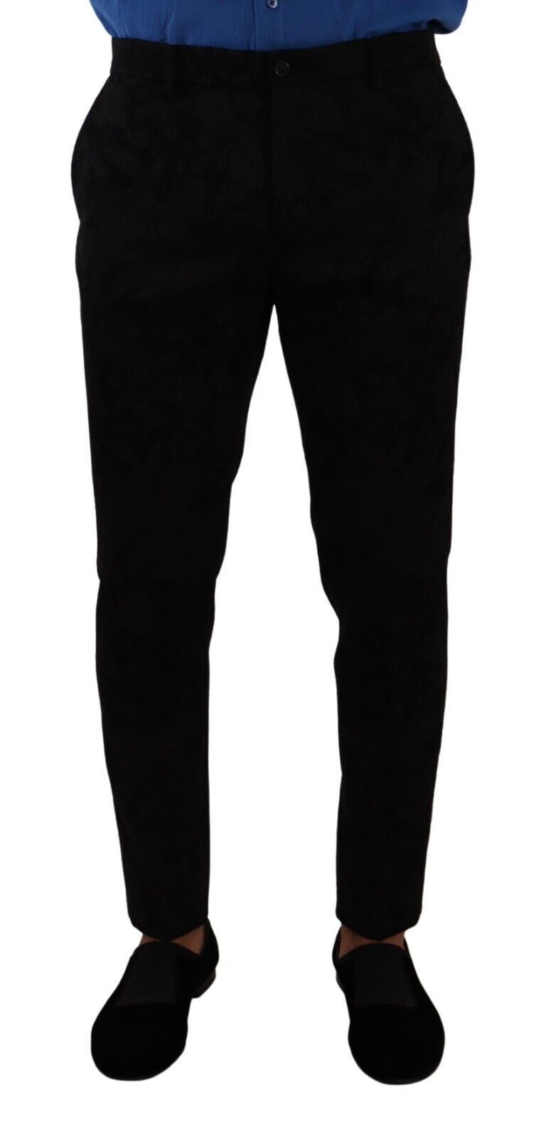 Dolce & Gabbana Black Brocade Skinny Formal Trouser Dress Pants Dolce & Gabbana