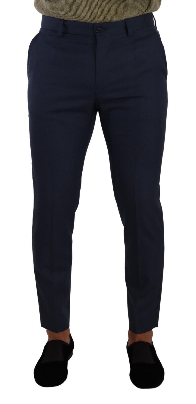 Dolce & Gabbana Dark Blue Wool Skinny Formal Dress Pants Dolce & Gabbana