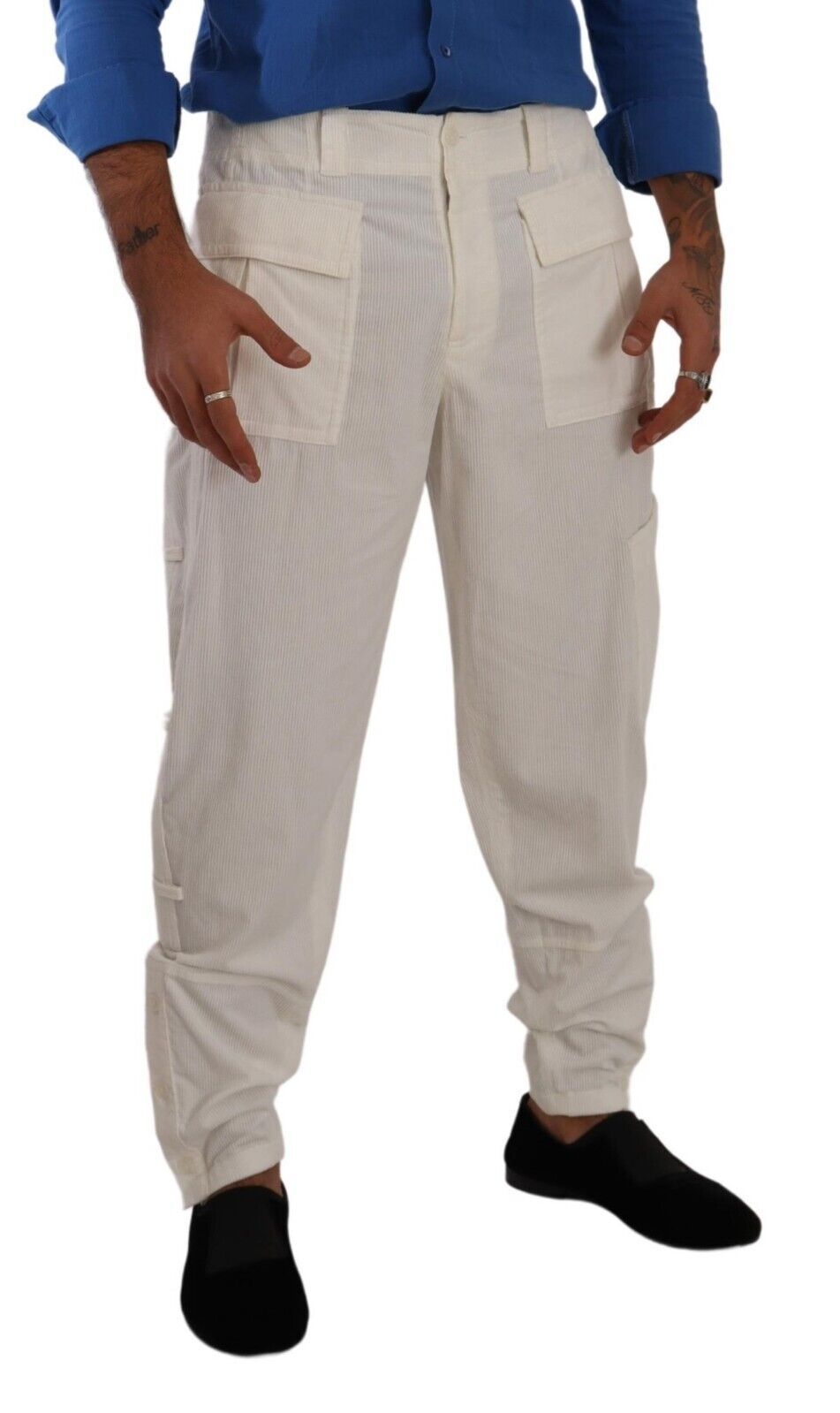 Dolce & Gabbana Off White Cotton Corduroy Cargo Pants Dolce & Gabbana