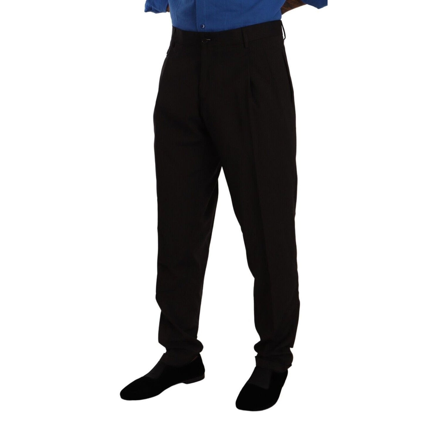 Dolce & Gabbana Brown Wool Skinny Formal Dress Pants