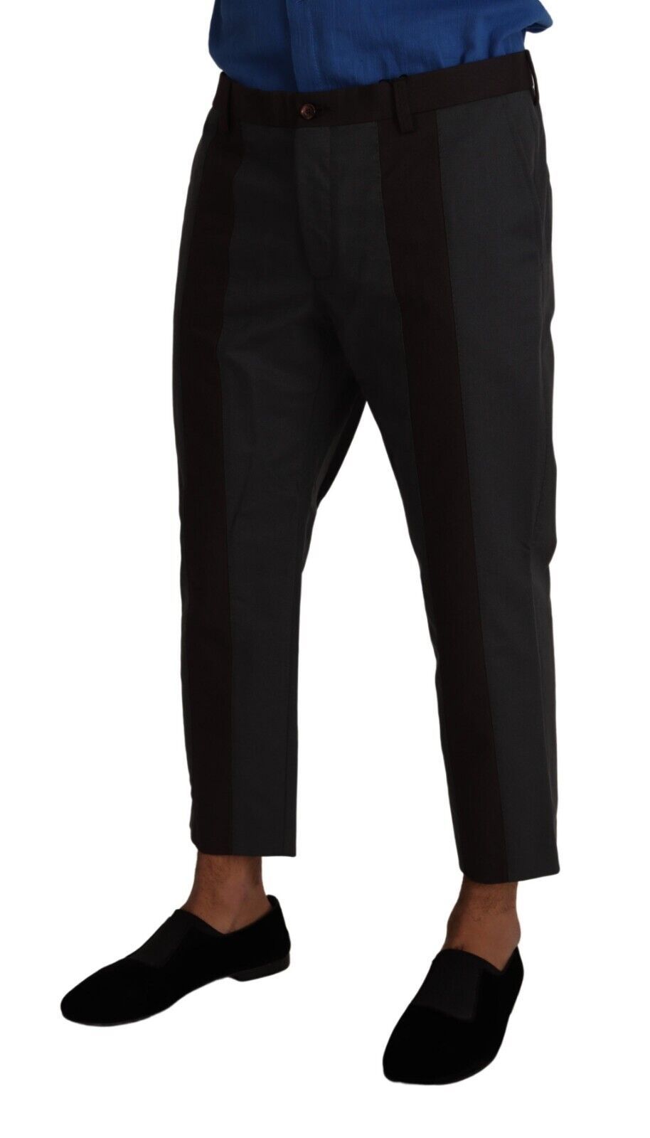 Dolce & Gabbana Gray Bordeaux Striped Cropped Trouser Pants Dolce & Gabbana
