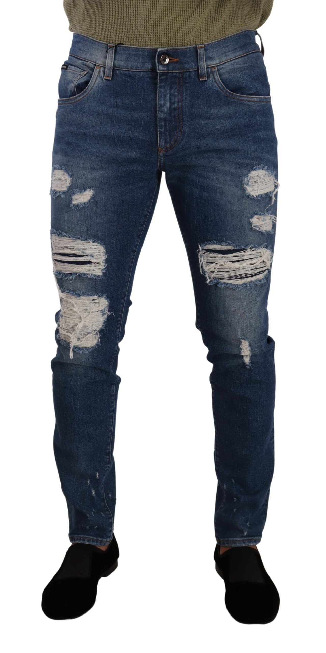 Dolce & Gabbana Blue Wash Cotton Stretch Slim Fit Denim Jeans Dolce & Gabbana