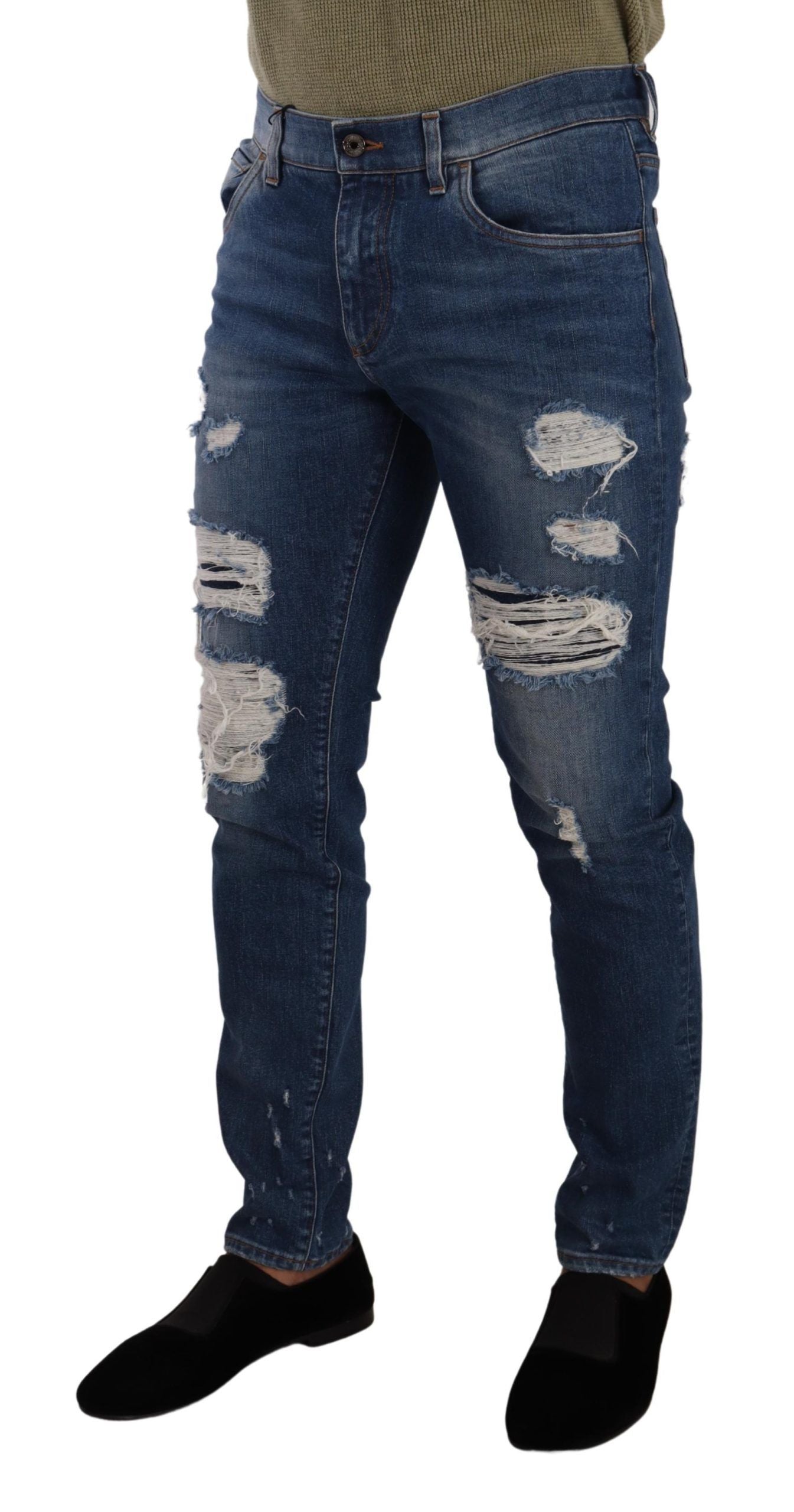 Dolce & Gabbana Blue Wash Cotton Stretch Slim Fit Denim Jeans Dolce & Gabbana