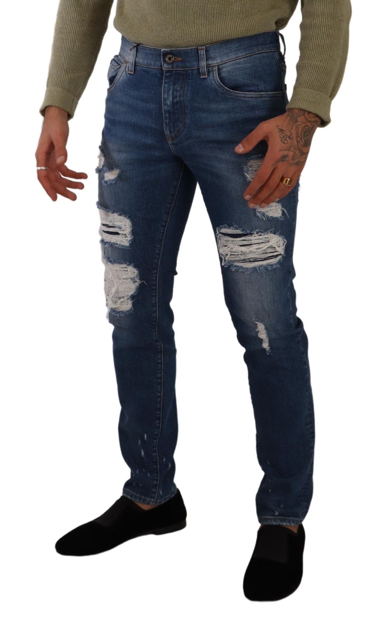 Dolce & Gabbana Blue Wash Cotton Stretch Slim Fit Denim Jeans Dolce & Gabbana