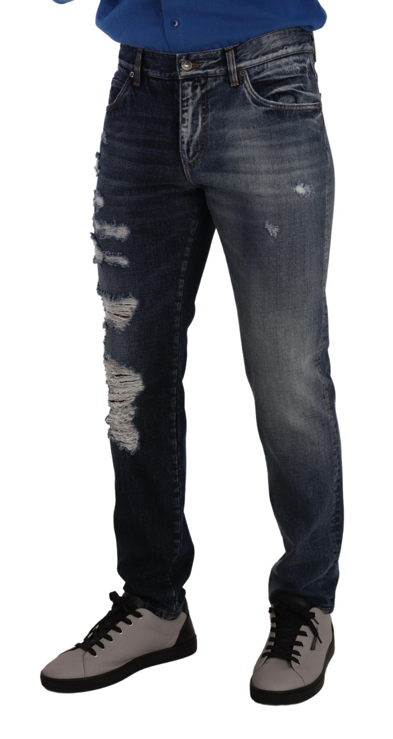 Dolce & Gabbana Blue Cotton Regular Denim Trousers Jeans Dolce & Gabbana