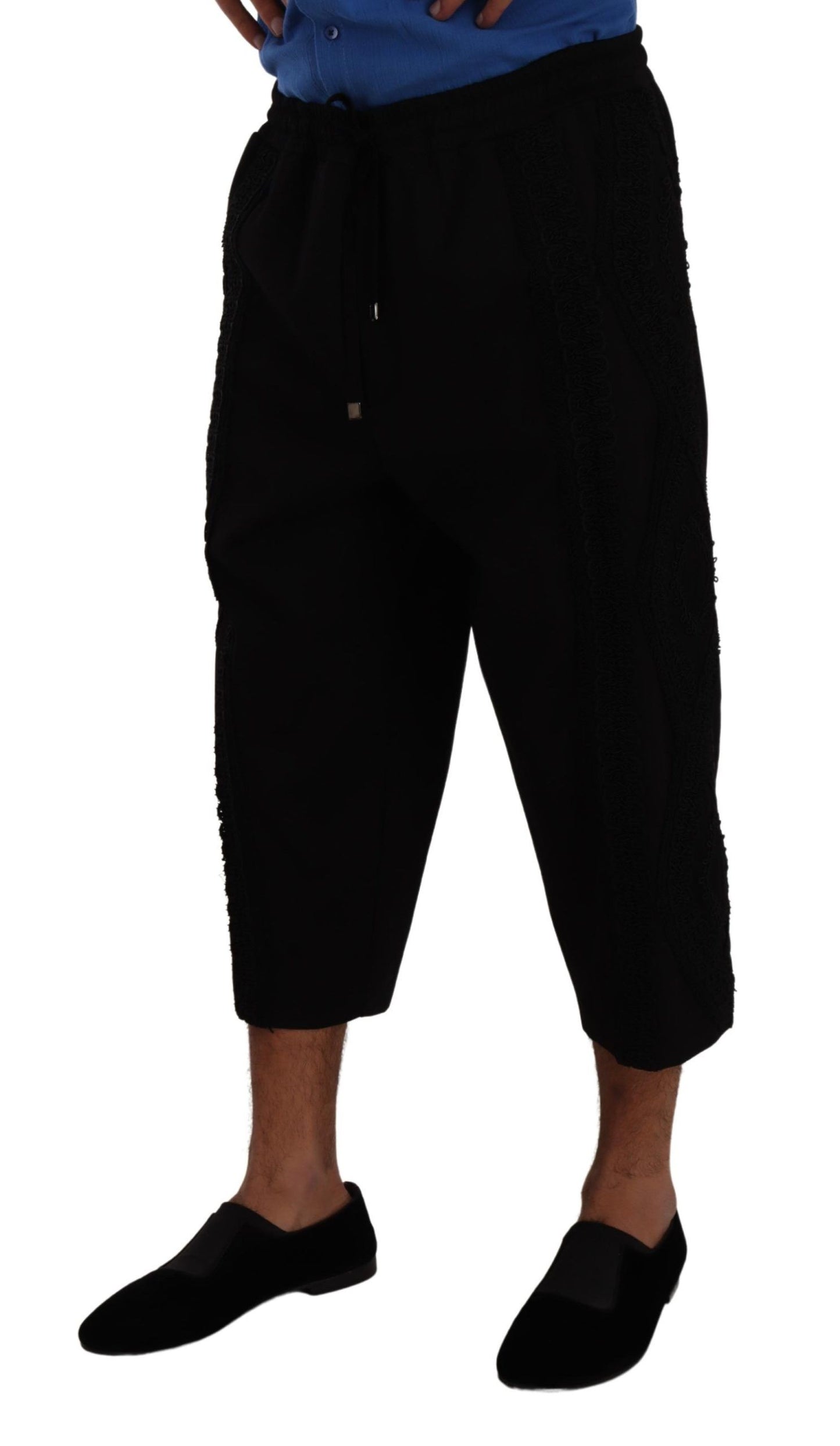 Dolce & Gabbana Black Cotton Torero Sweatpants Shorts Pants Dolce & Gabbana