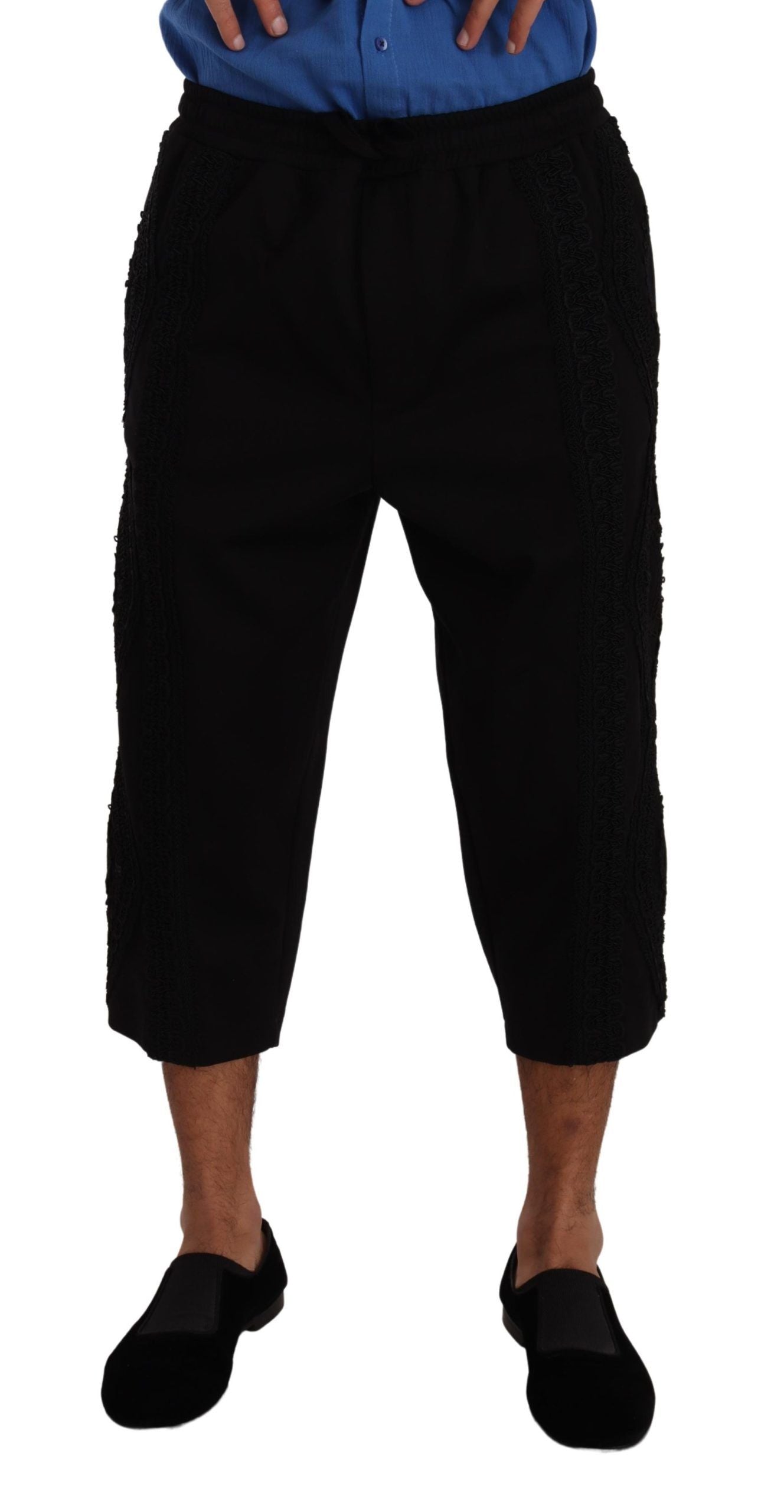 Dolce & Gabbana Black Cotton Torero Cropped Short Trouser Pants Dolce & Gabbana