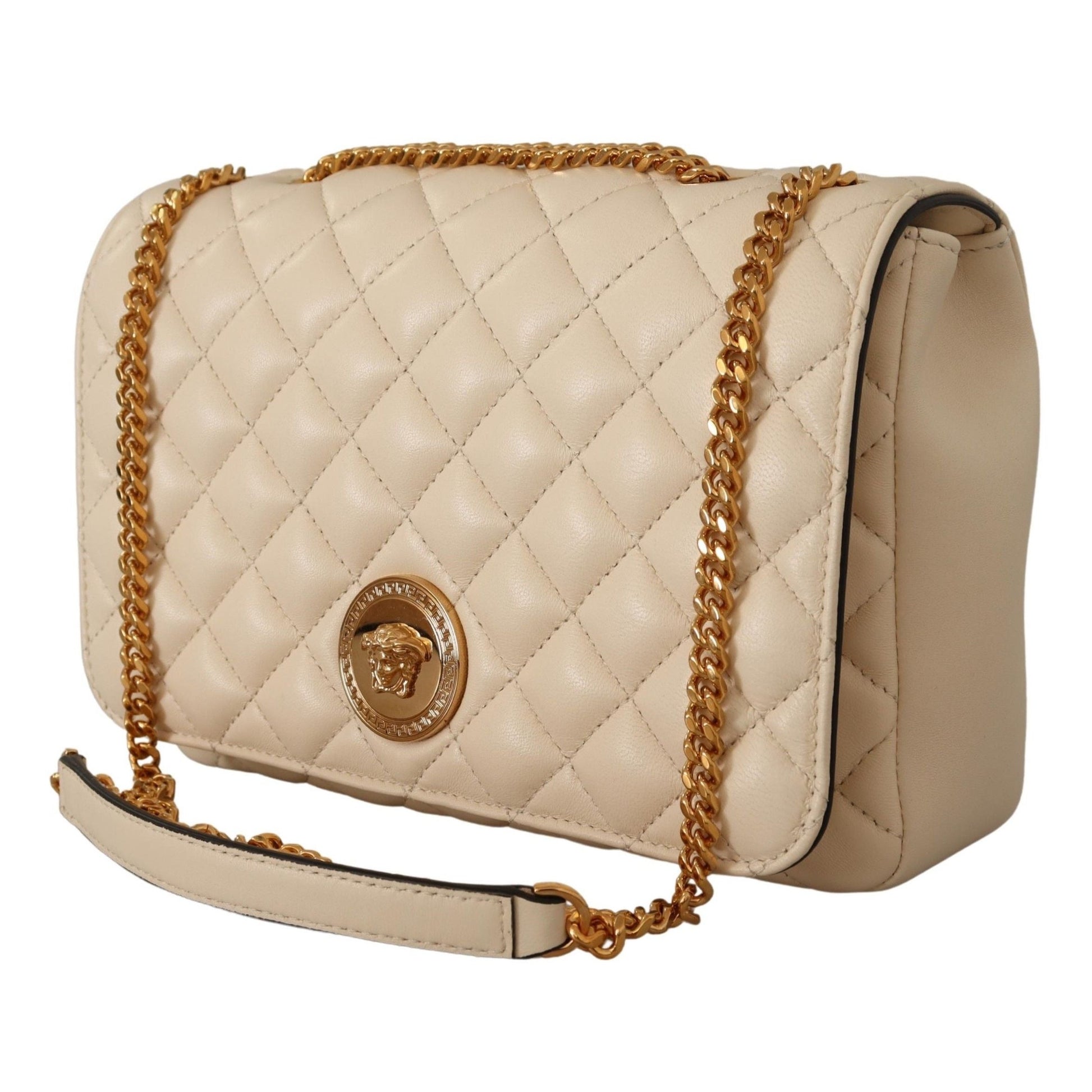 Versace Elegant White Nappa Leather Shoulder Bag Versace