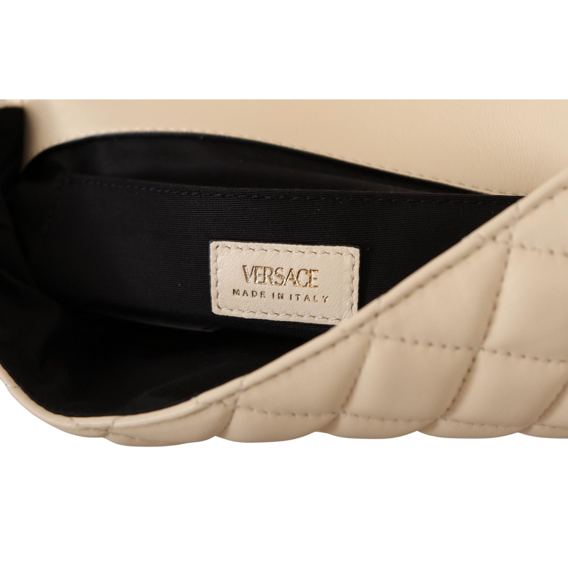 Versace Elegant White Nappa Leather Shoulder Bag Versace