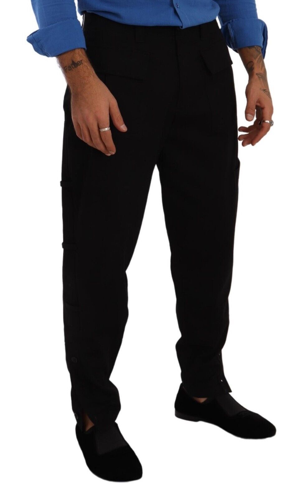 Dolce & Gabbana Black Cotton Stretch Tapered Cargo Pants Dolce & Gabbana