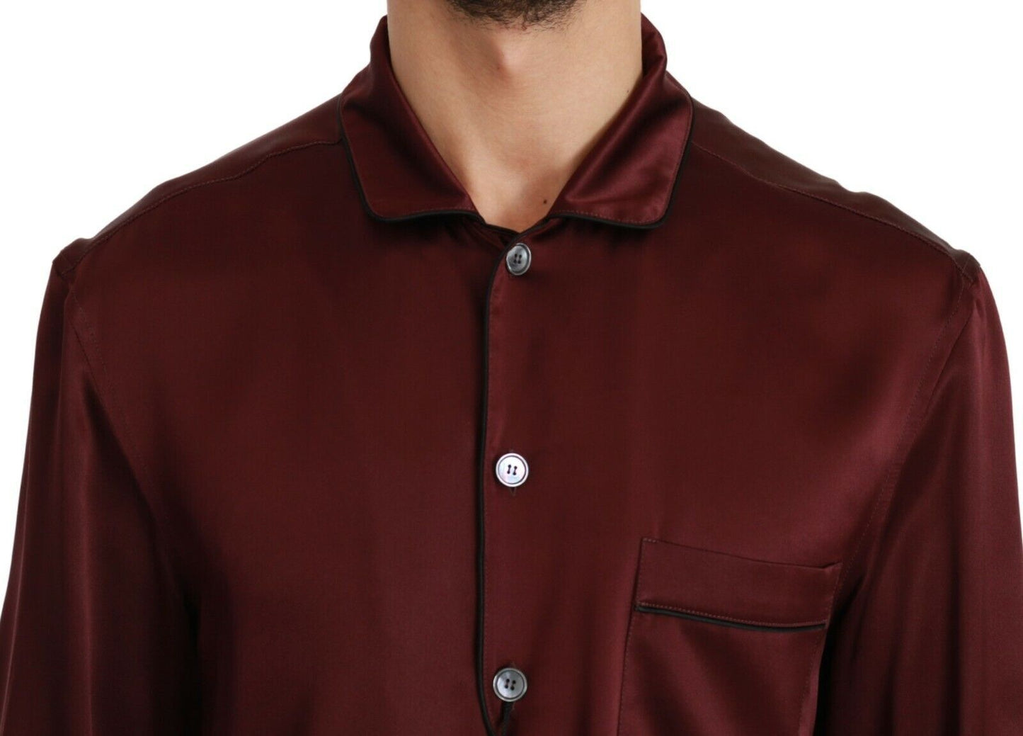Dolce & Gabbana Bordeaux Silk Pajama Casual Shirt Dolce & Gabbana