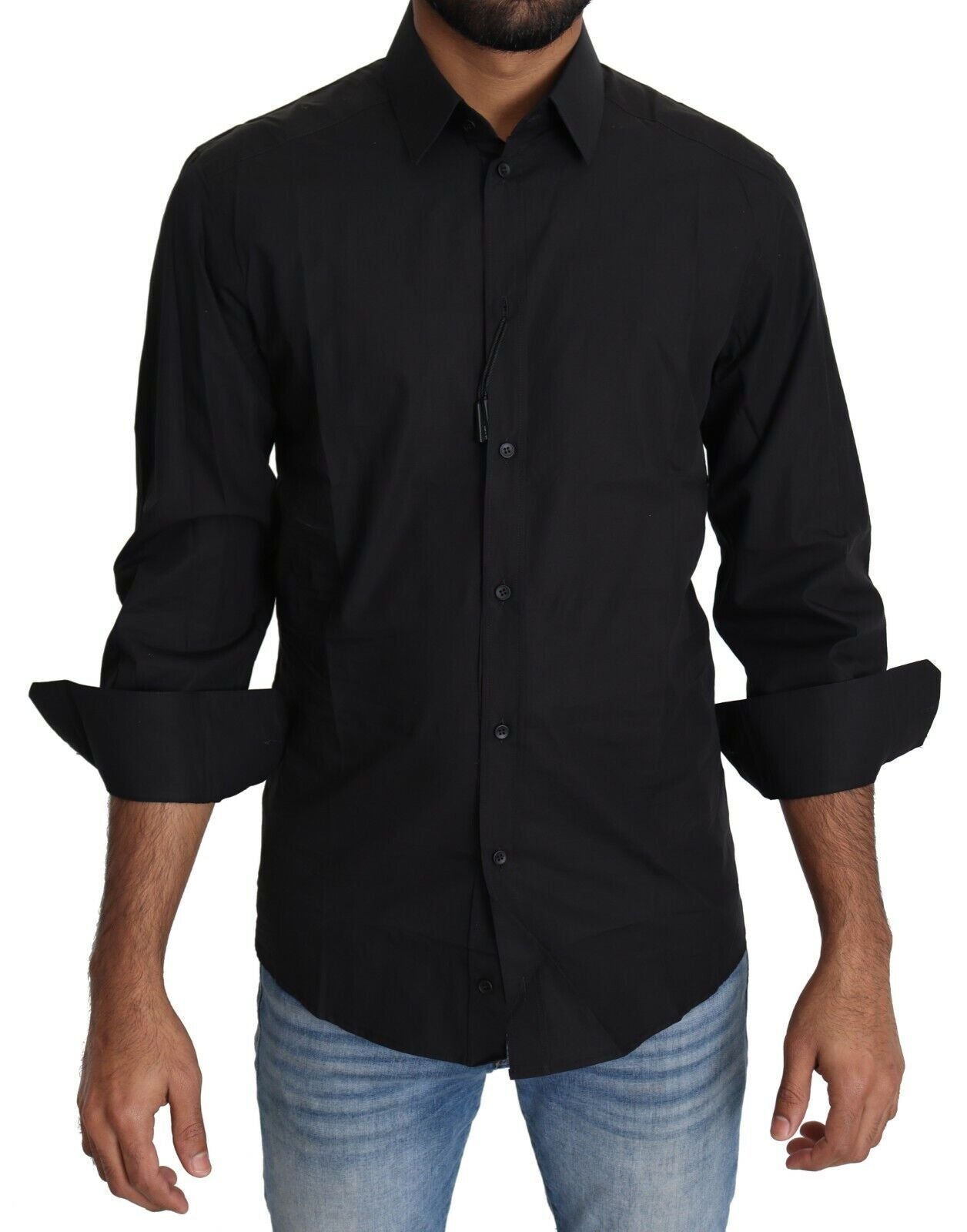 Dolce & Gabbana Black Cotton Formal Dress Men Top Shirt Dolce & Gabbana