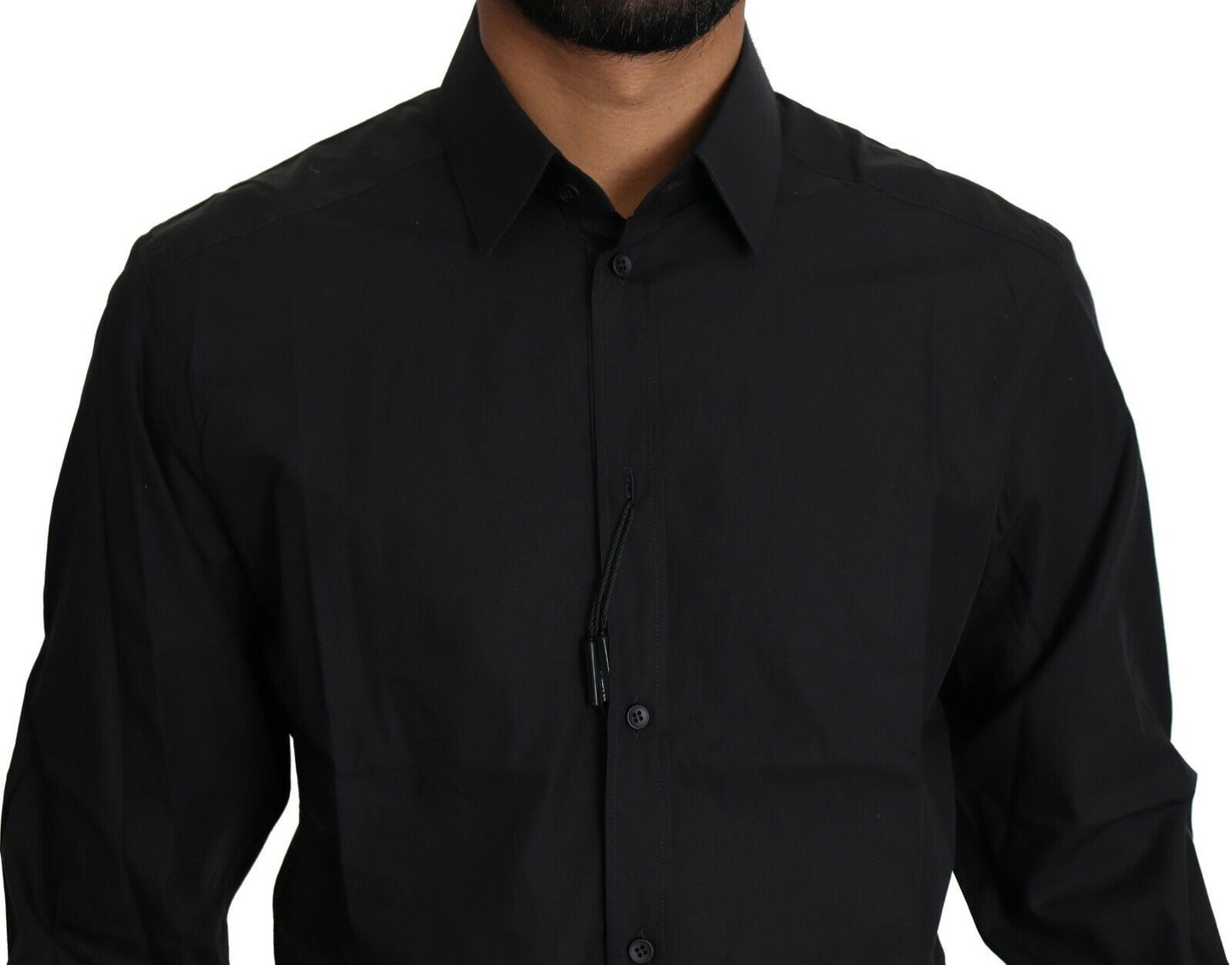 Dolce & Gabbana Black Cotton Formal Dress Men Top Shirt Dolce & Gabbana