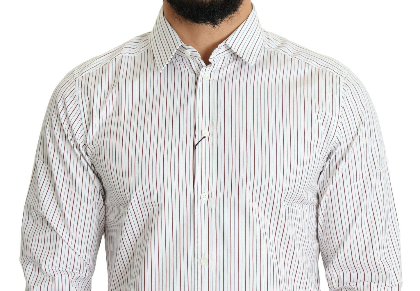 Dolce & Gabbana White Striped Formal MARTINI Shirt Dolce & Gabbana