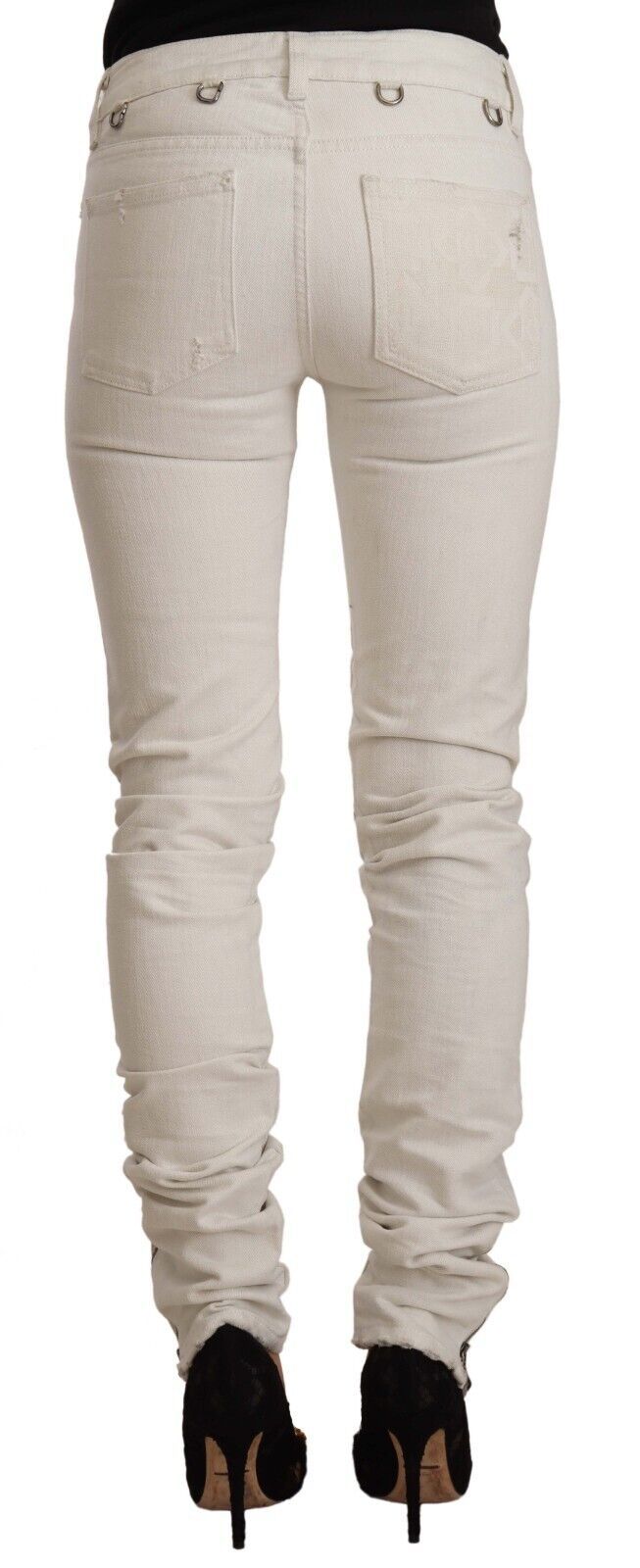 Karl Lagerfeld White Mid Waist Cotton Denim Slim Fit Jeans Karl Lagerfeld