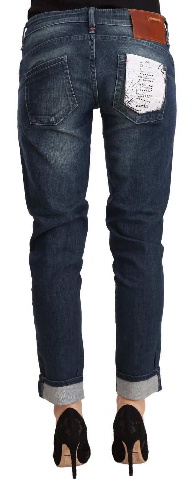 Acht Blue Washed Low Waist Skinny Denim Folded Hem Jeans Acht