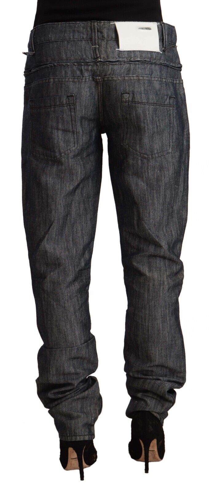 Acht Dark Gray Ramie Mid Wide Waist Straight Denim Jeans Acht