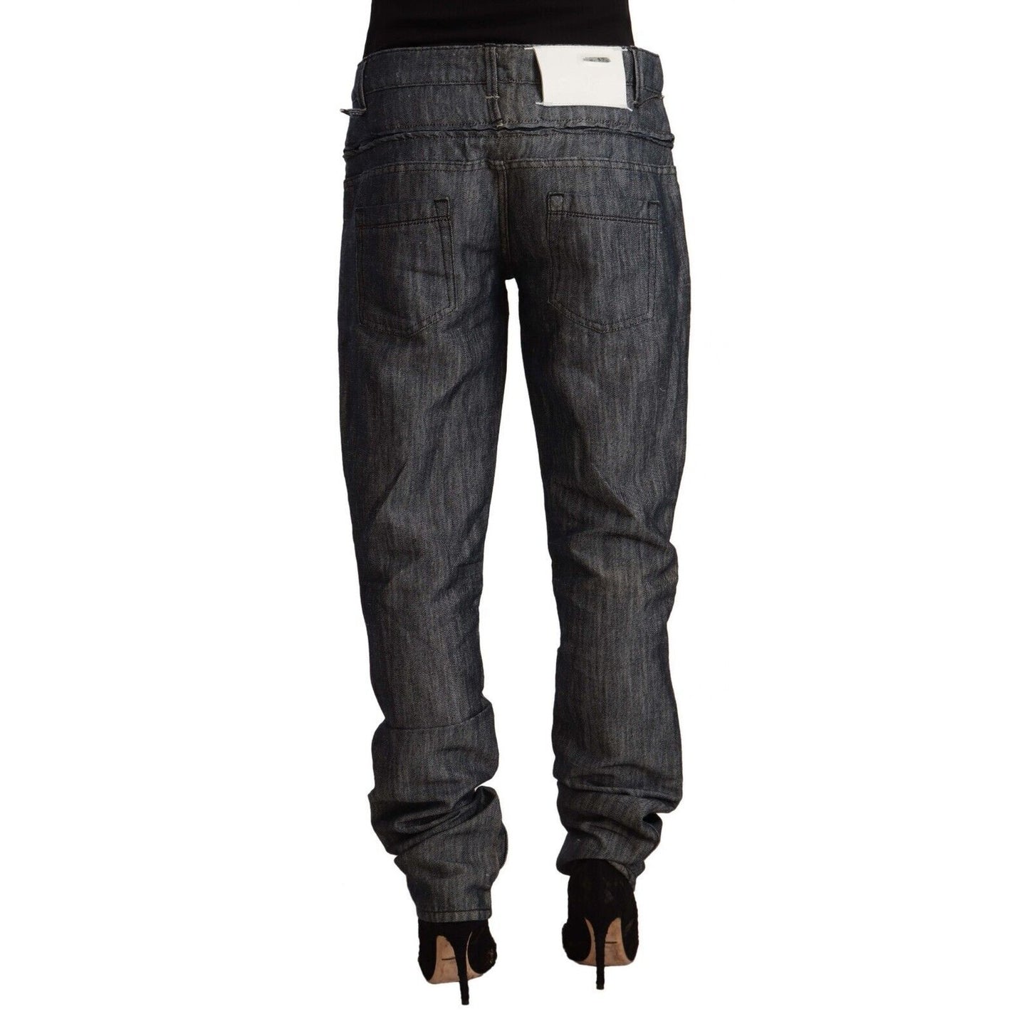 Acht Dark Gray Ramie Mid Wide Waist Straight Denim Jeans Acht