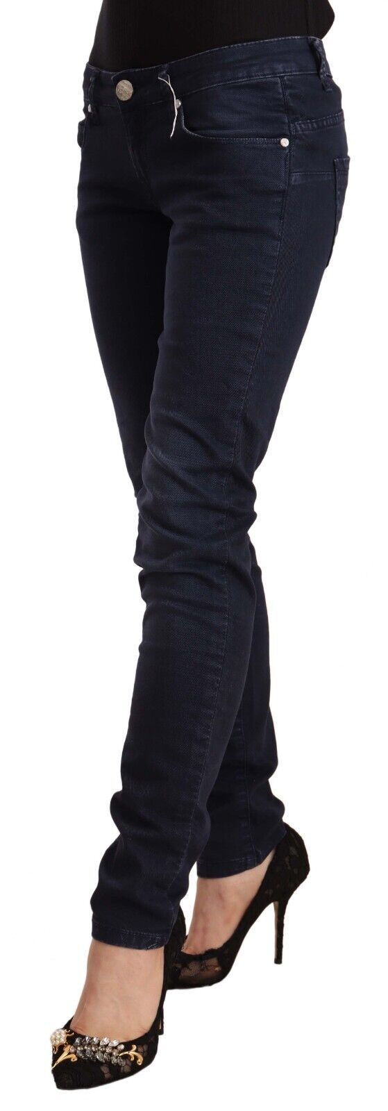 Acht Blue Washed Cotton Low Waist Slim Fit Denim Jeans Acht