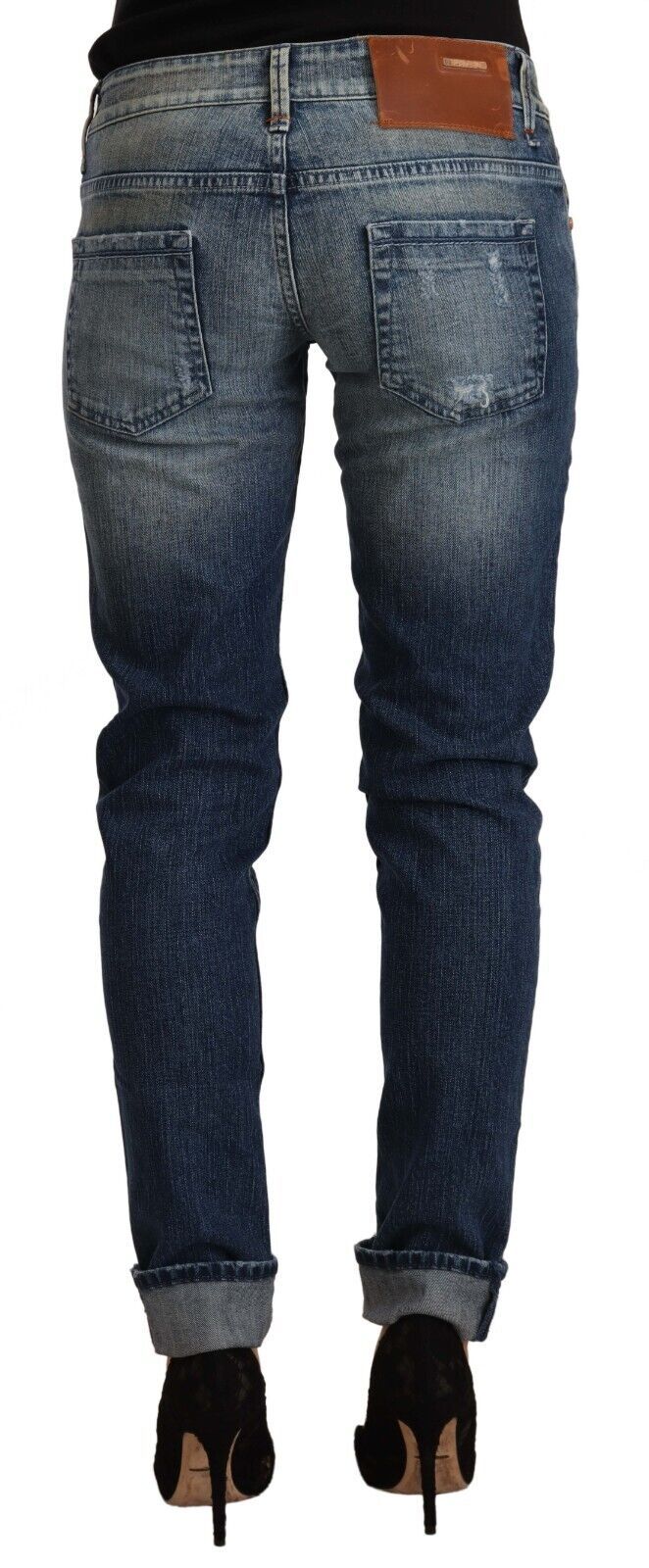Acht Blue Washed Low Waist Folded Hem Slim Fit Jeans Acht