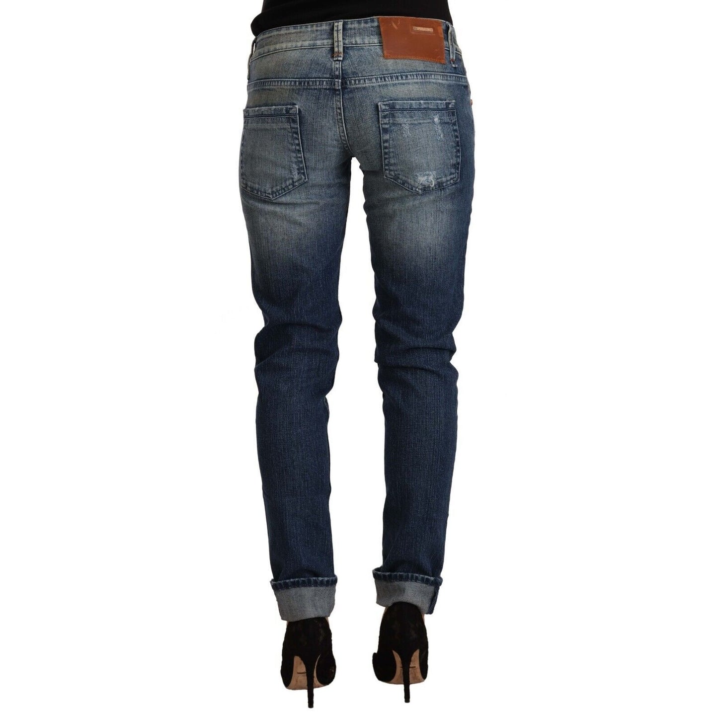 Acht Blue Washed Low Waist Folded Hem Slim Fit Jeans Acht