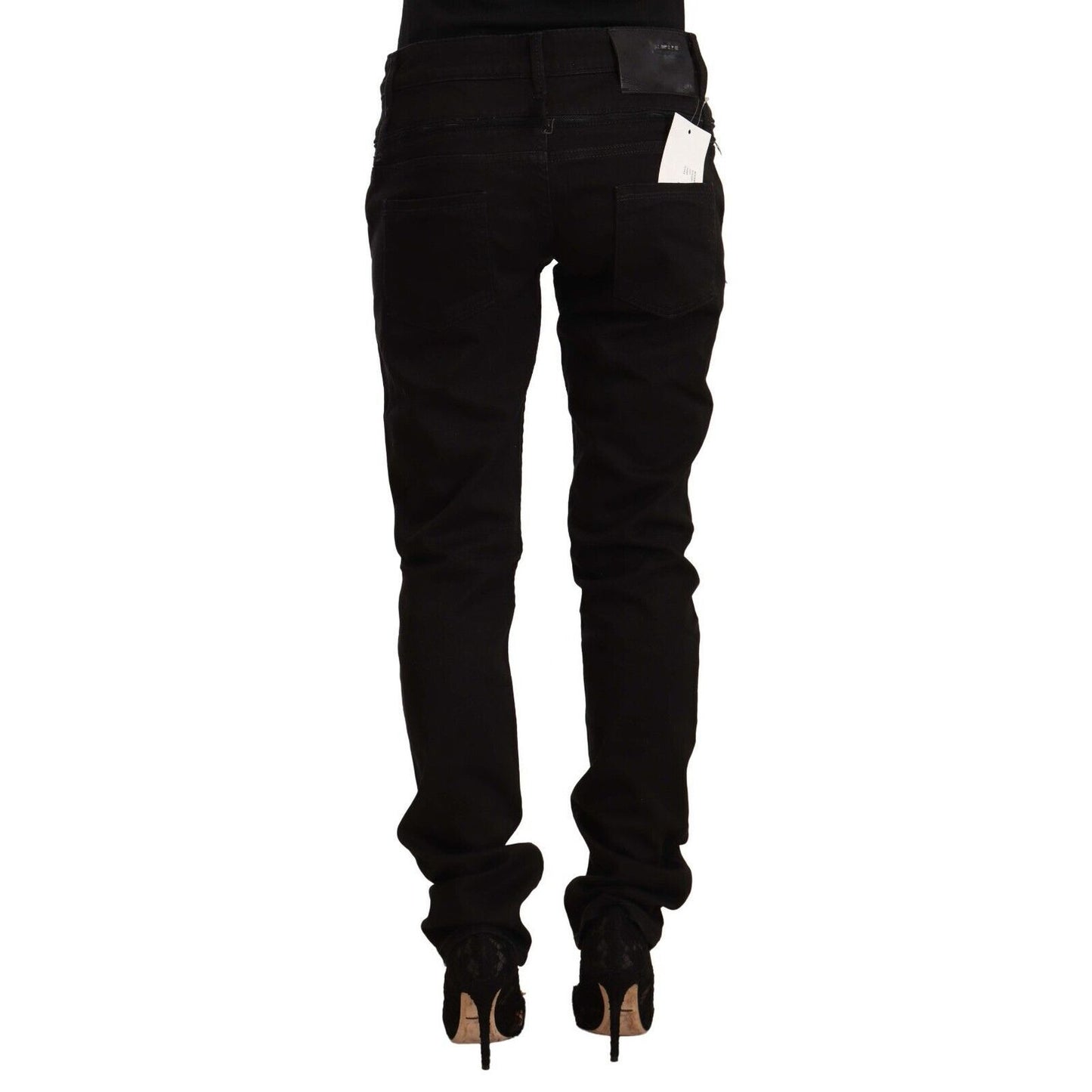 Acht Black Low Waist Cotton Stretch Denim Skinny Jeans Acht