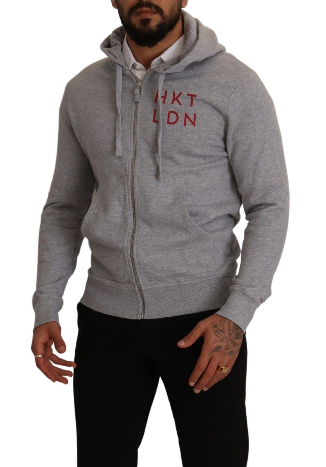Hackett Gray Full Zip Hooded Cotton Sweatshirt Sweater Hackett
