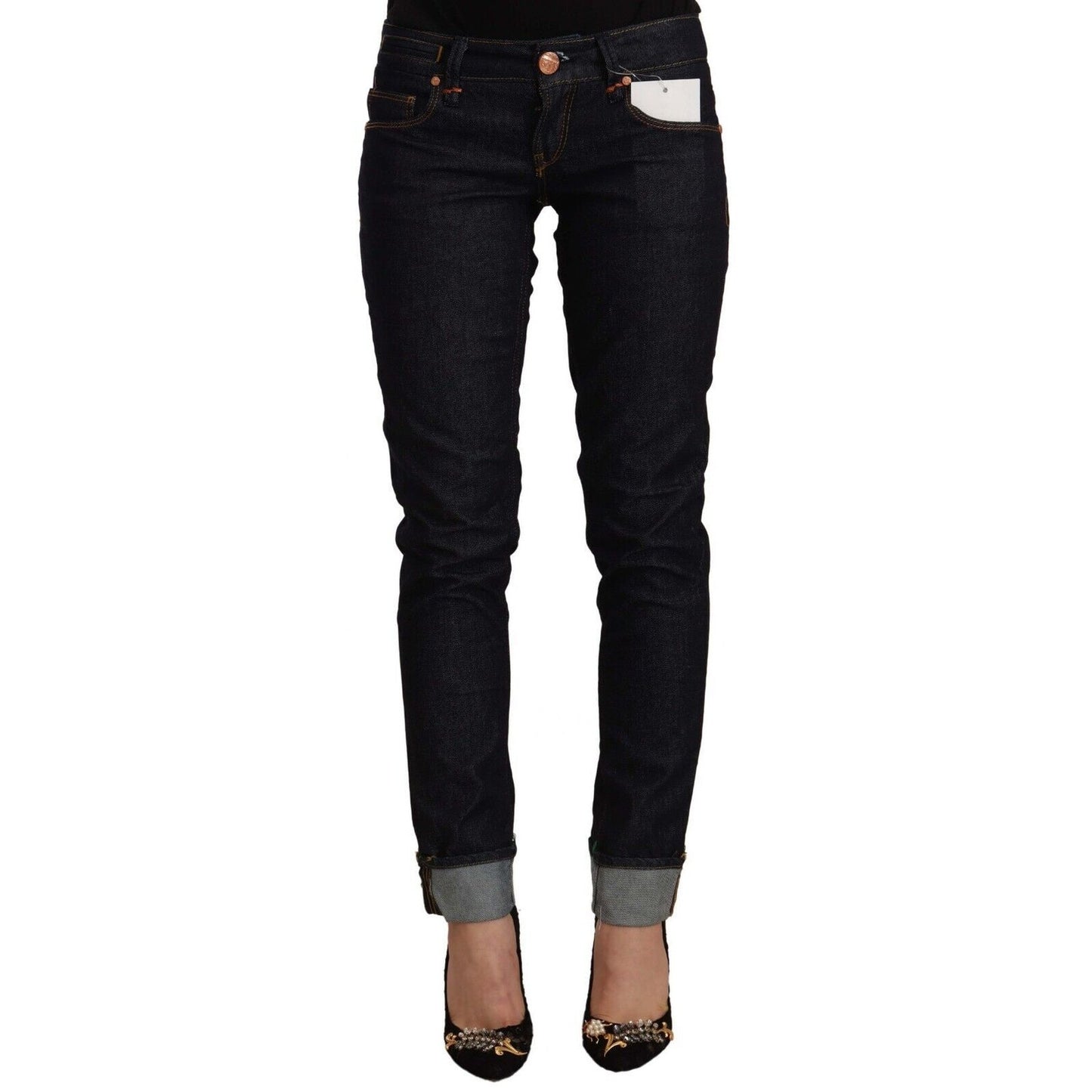 Acht Black Cotton Low Waist Slim Fit Denim Jeans Acht