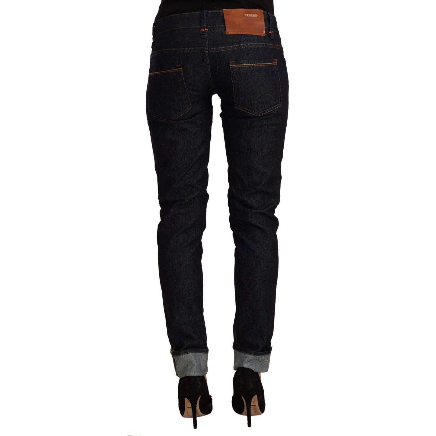 Acht Black Cotton Low Waist Slim Fit Denim Jeans Acht
