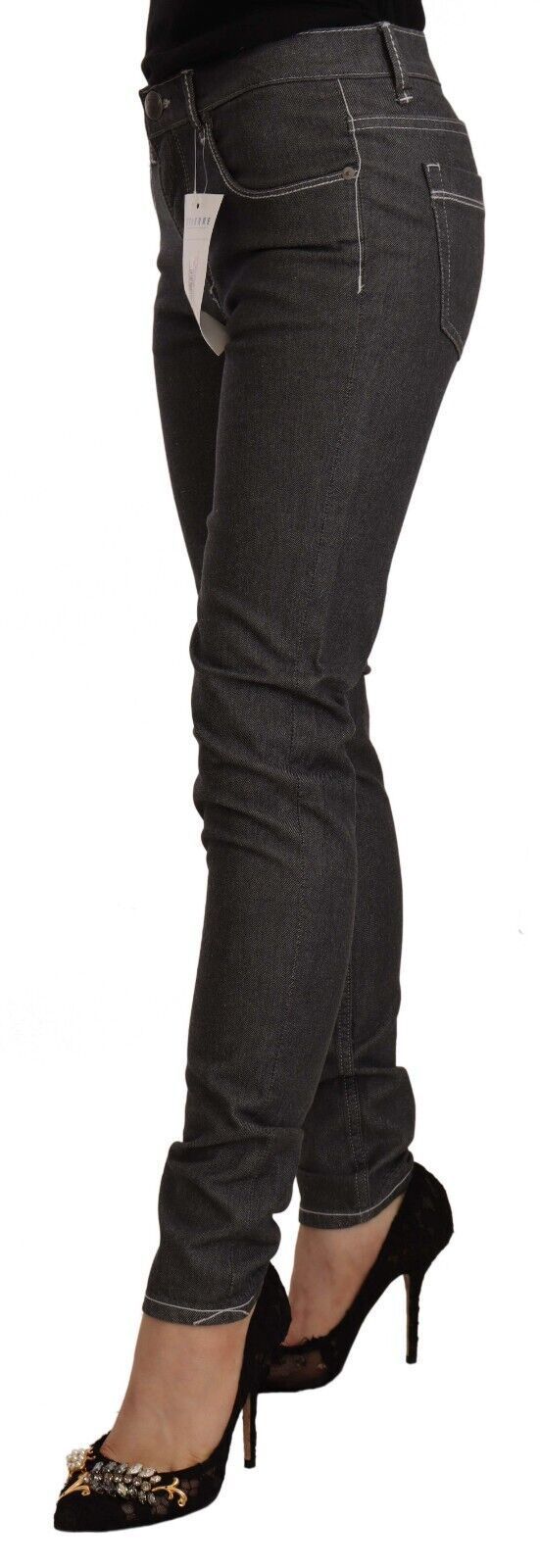 Acht Black Low Waist Skinny Denim Slim Fit Jeans Acht