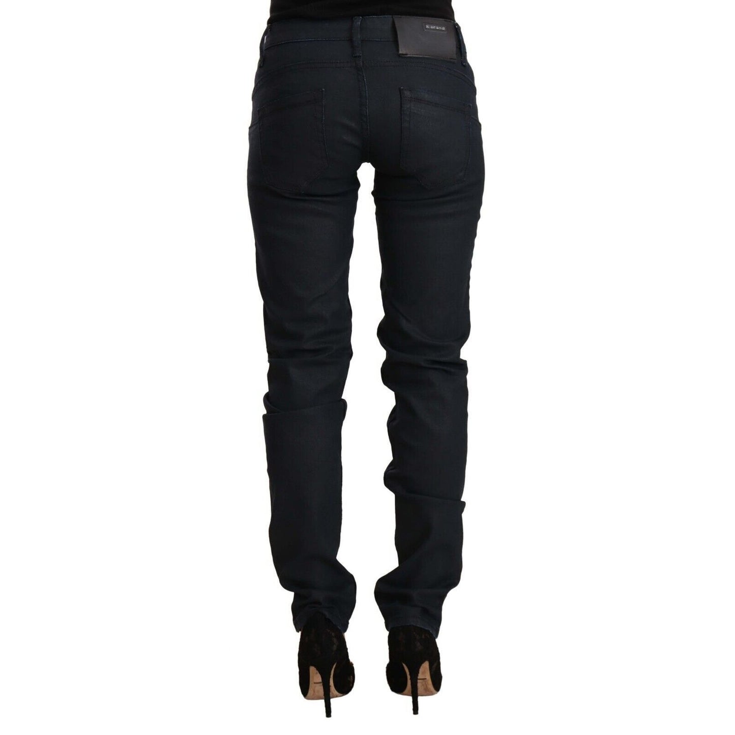 Acht Black Cotton Low Waist Slim Fit Denim Jeans Acht