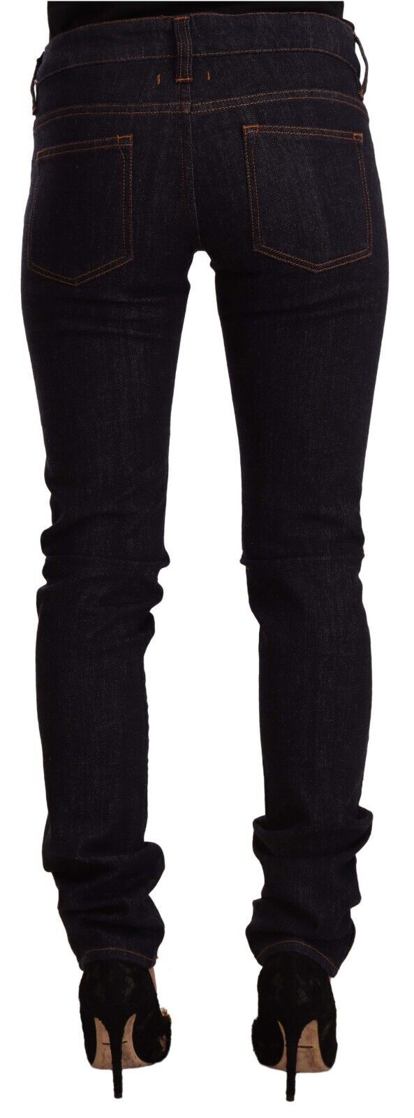 GF Ferre Black Mid Waist Cotton Denim Skinny Jeans GF Ferre