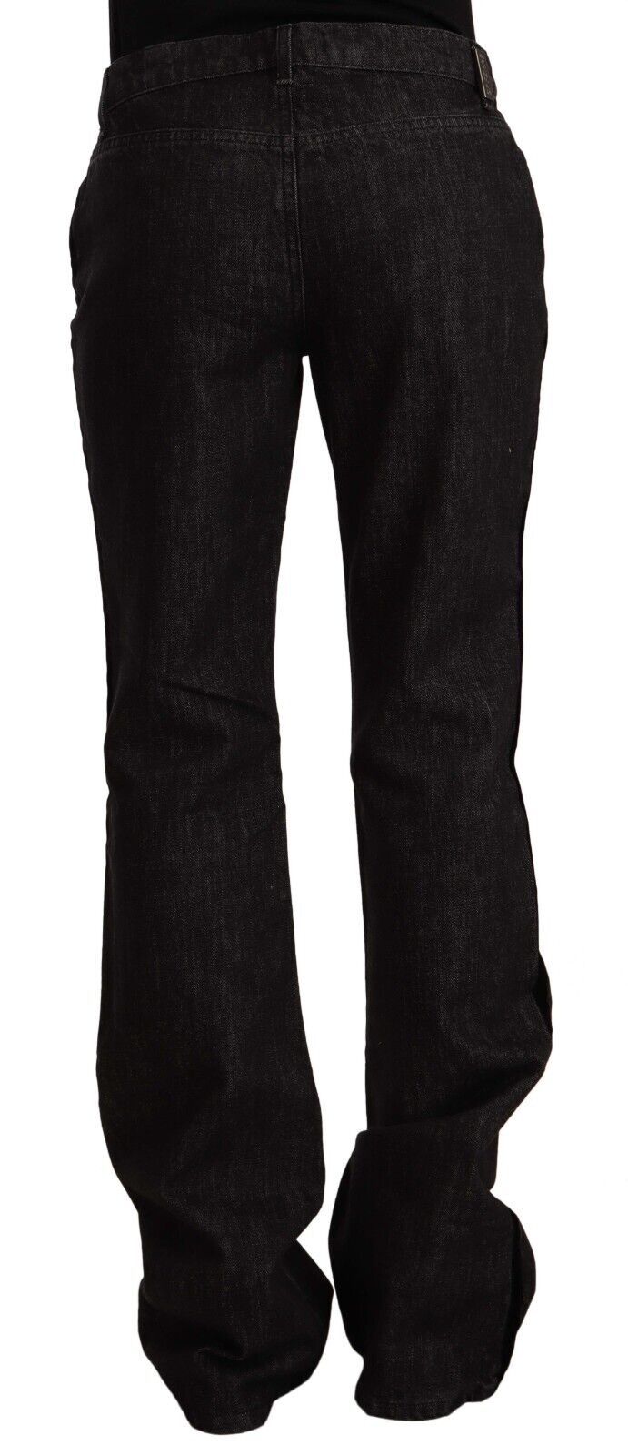 GF Ferre Black Mid Waist Cotton Denim Straight Boot Cut Jeans GF Ferre