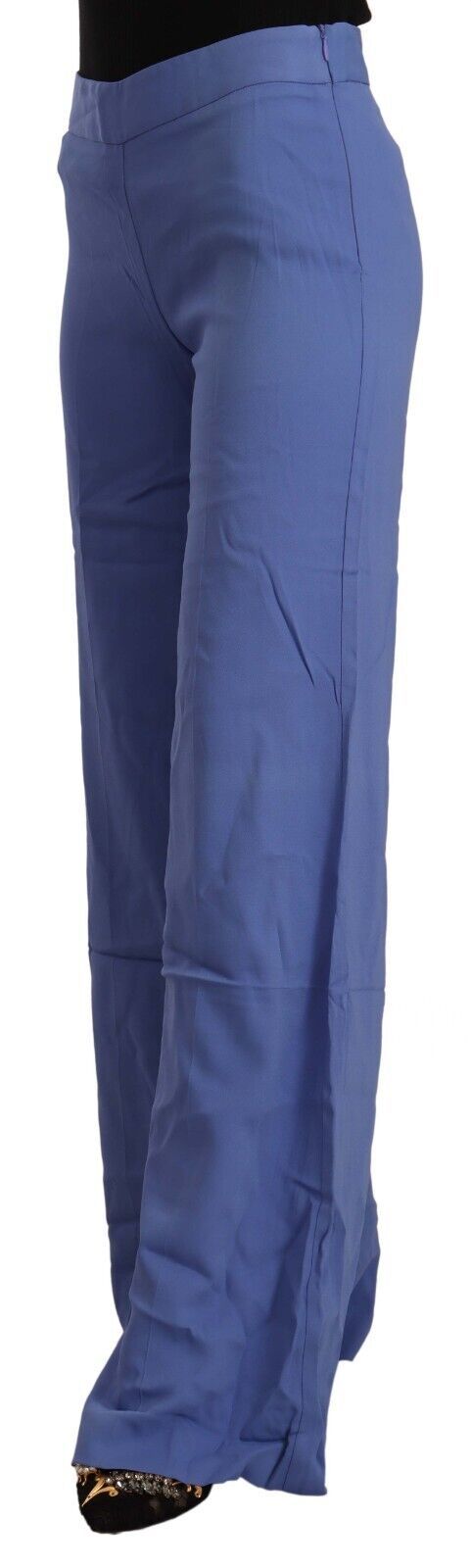 P.A.R.O.S.H. Blue High Waist Viscose Straight Wide Leg Pants P.A.R.O.S.H.