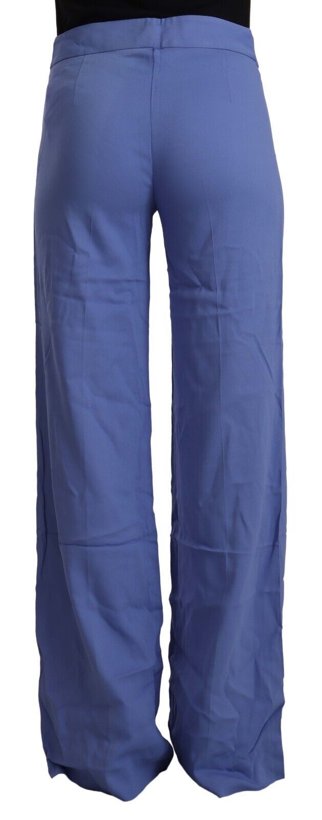 P.A.R.O.S.H. Blue High Waist Viscose Straight Wide Leg Pants P.A.R.O.S.H.