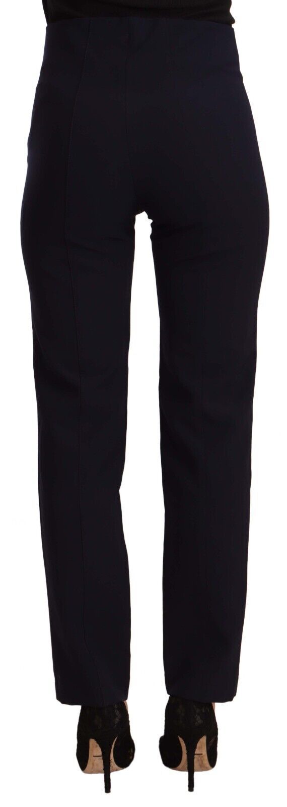 AGLINI Black High Waist Polyester Women Straight Pants AGLINI