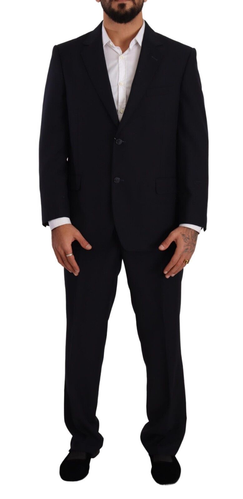 Domenico Tagliente Blue Polyester Single Breasted Formal Suit Domenico Tagliente