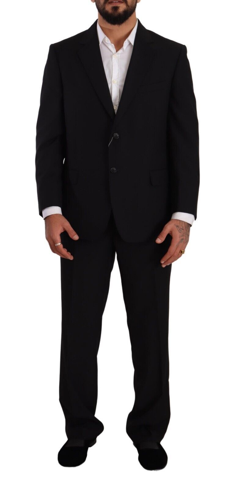 Domenico Tagliente Black Polyester Single Breasted Formal Suit Domenico Tagliente