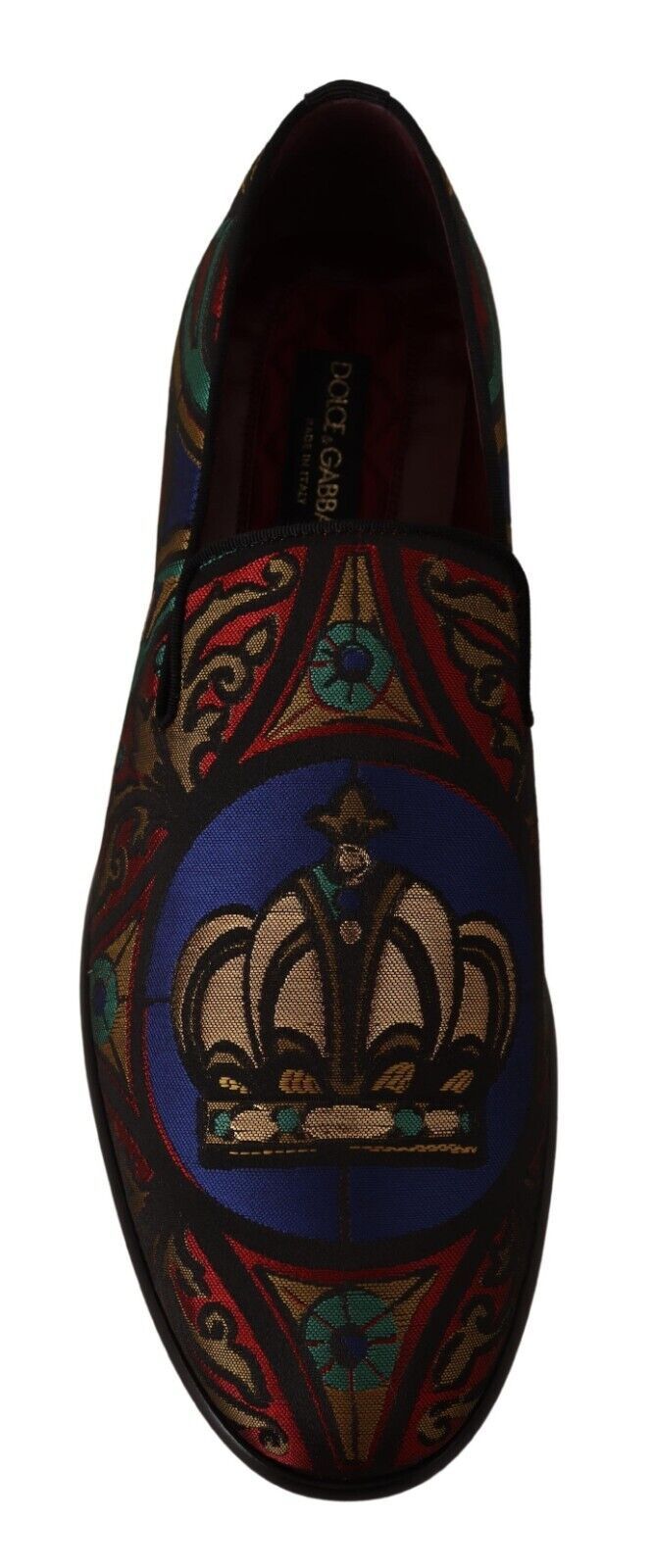 Dolce & Gabbana Multicolor Jacquard Crown Slippers Loafers Shoes Dolce & Gabbana