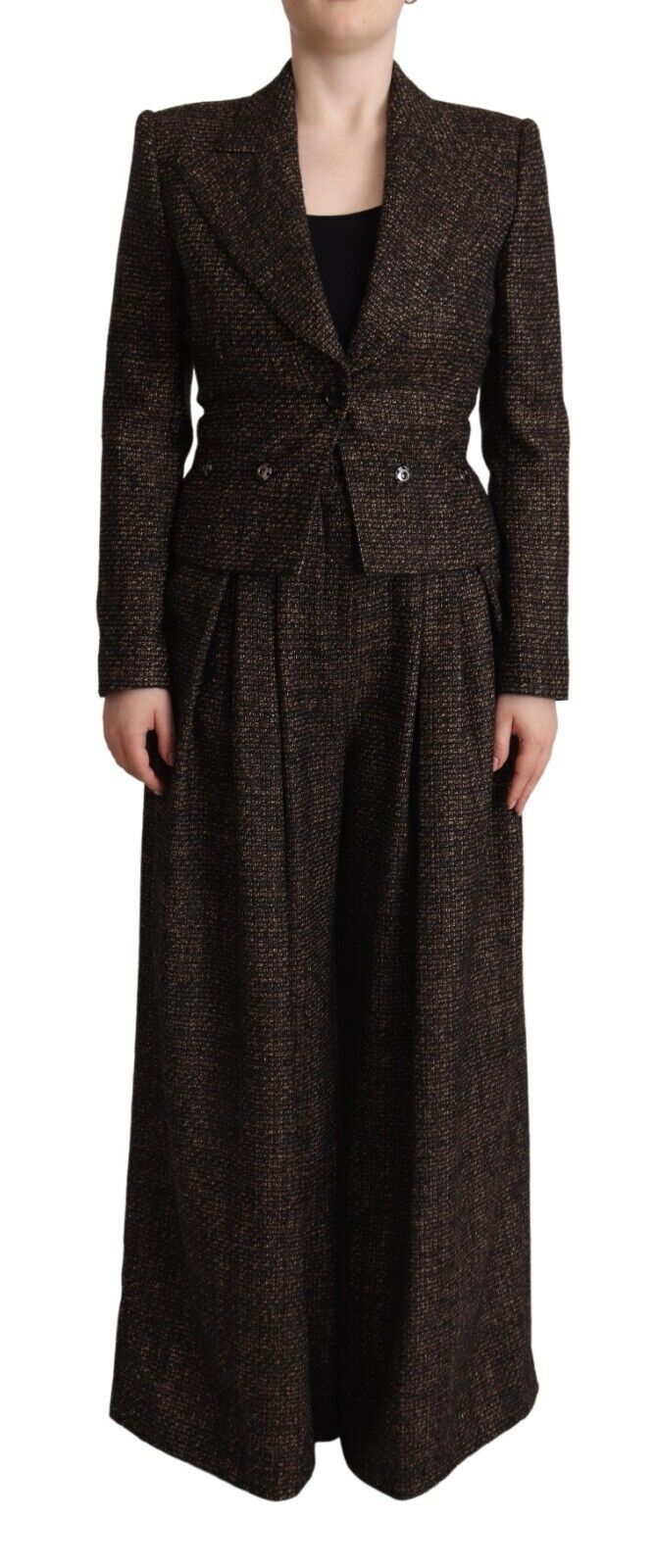 Dolce & Gabbana Dark Brown Wool Single Breasted 2 Pc Jacket Pants Dolce & Gabbana