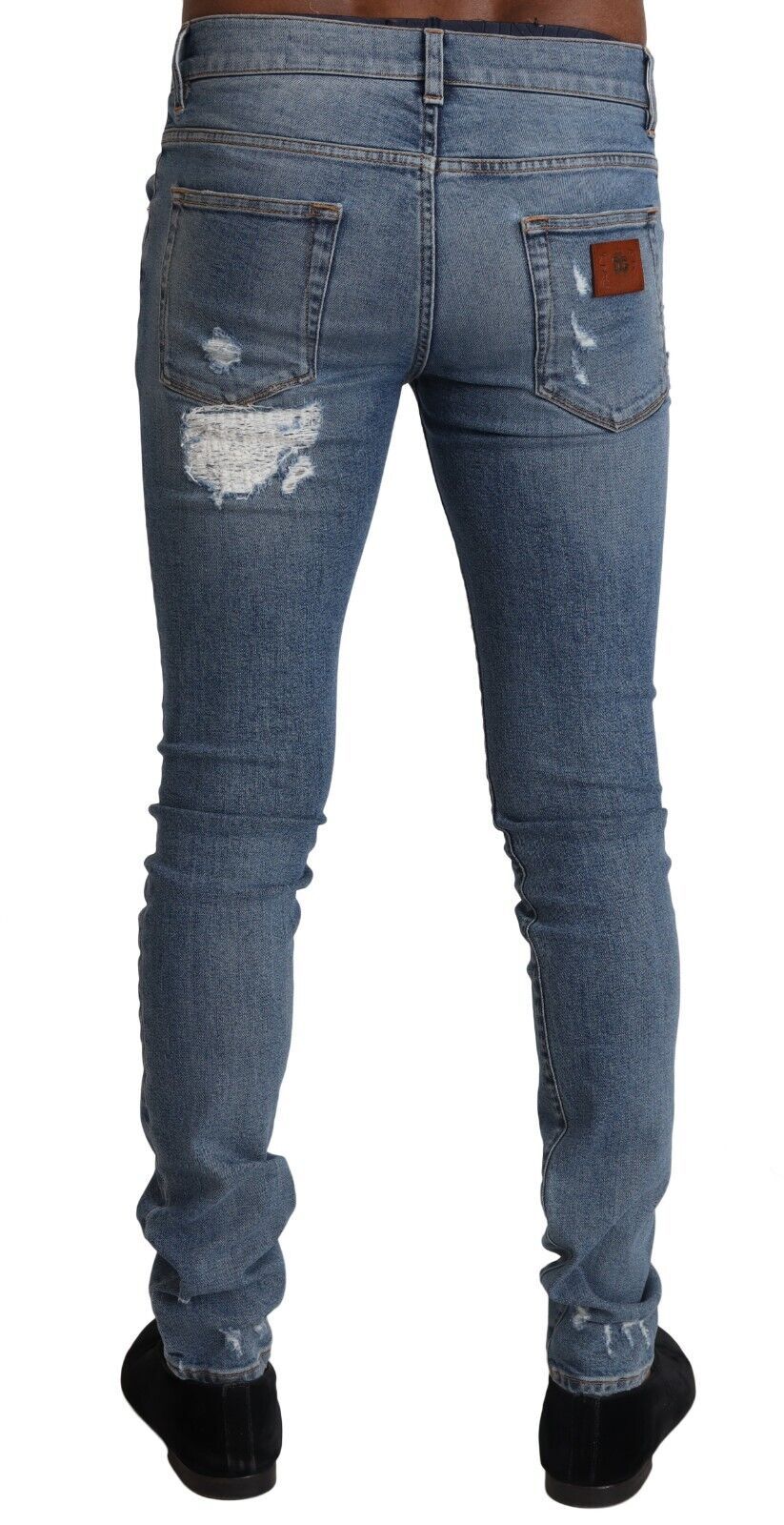 Dolce & Gabbana Light Blue Tattered Cotton Denim Skinny Jeans Dolce & Gabbana