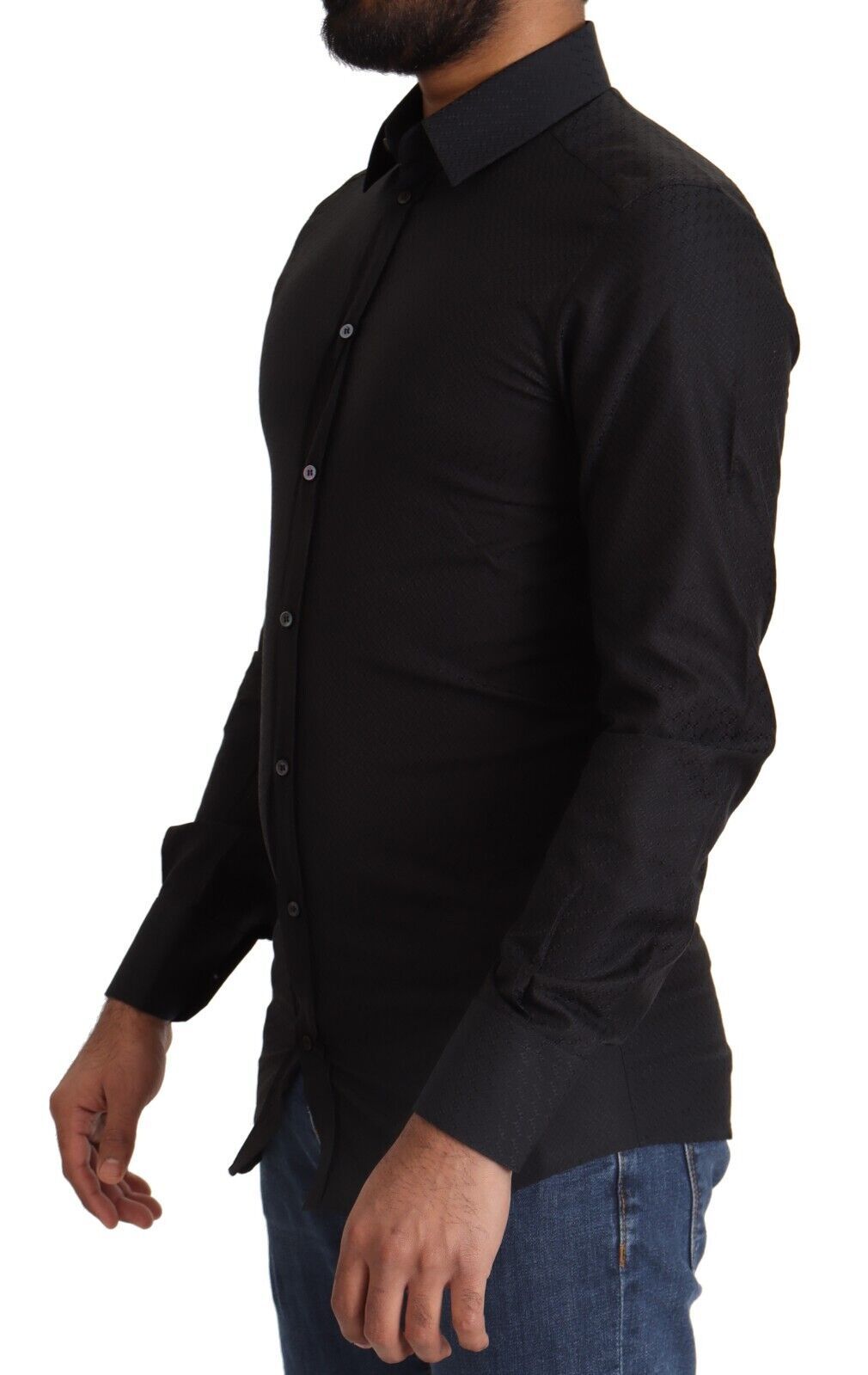 Dolce & Gabbana Black GOLD Cotton Slim Dress Formal Shirt Dolce & Gabbana