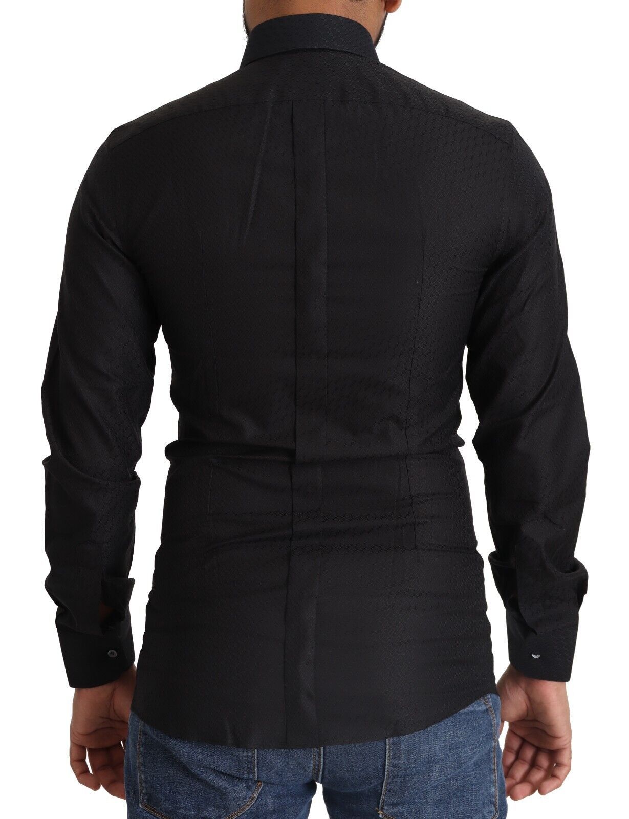 Dolce & Gabbana Black GOLD Cotton Slim Dress Formal Shirt Dolce & Gabbana