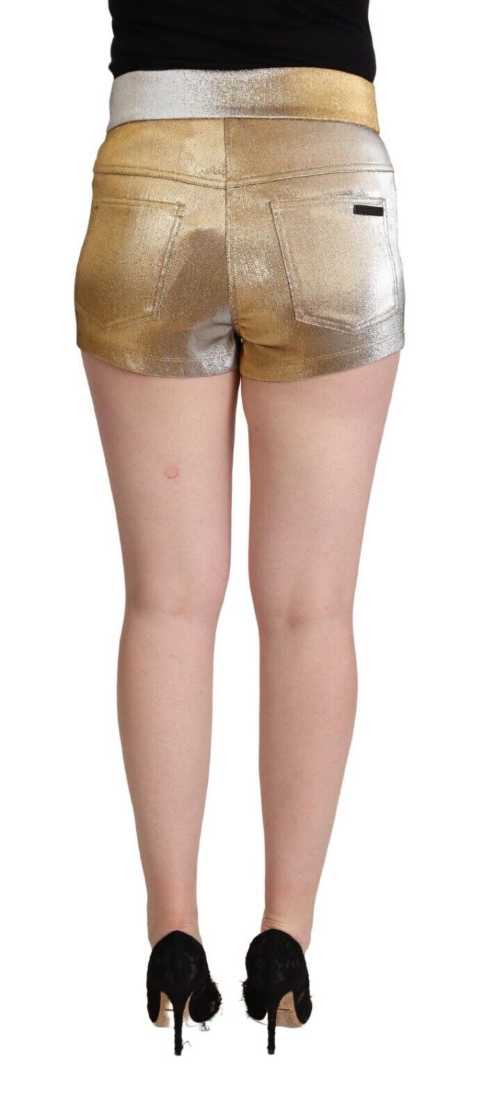 Dolce & Gabbana Metallic Gold Cotton Mid Waist Hot Pants Shorts Dolce & Gabbana