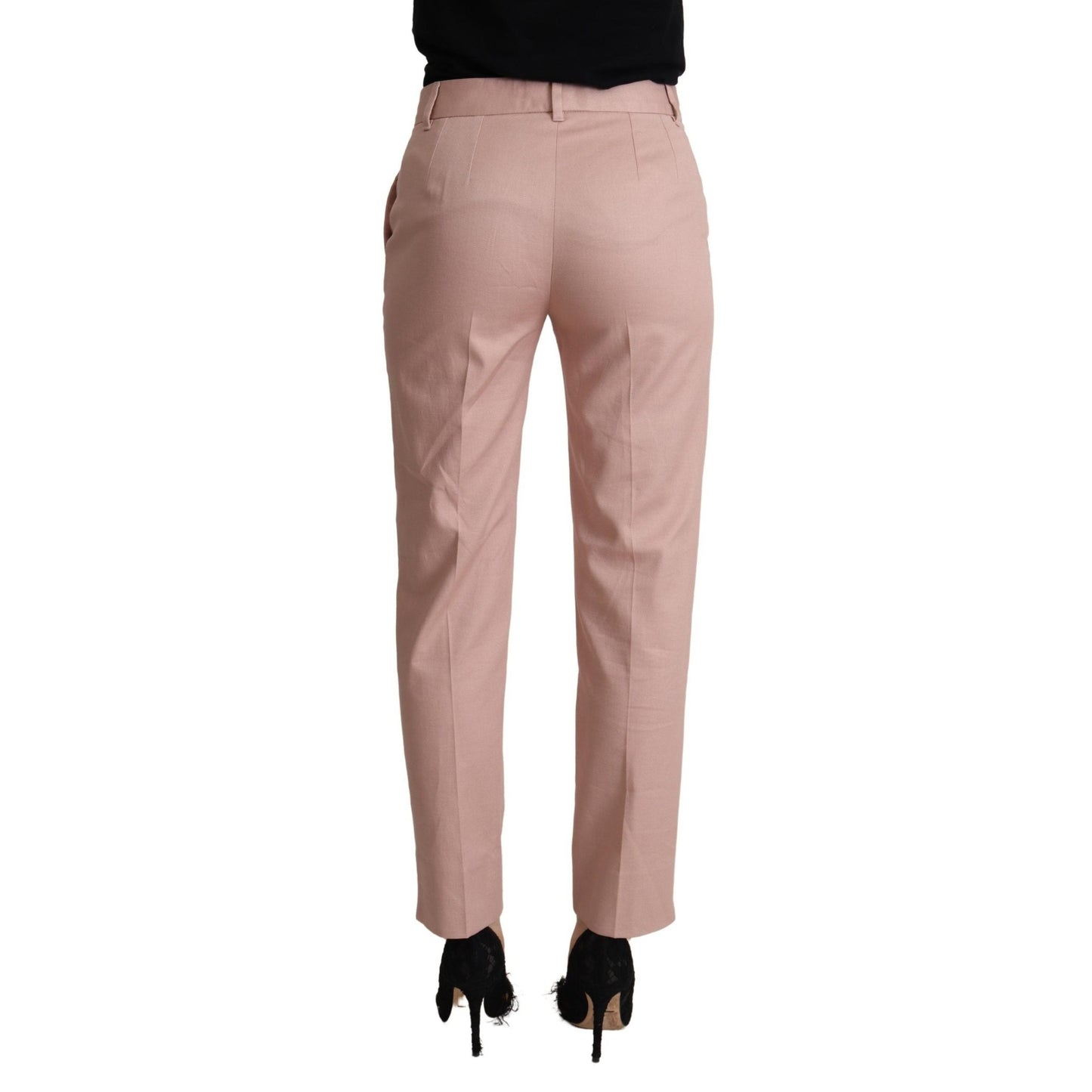 Dolce & Gabbana Pink Cotton Mid Waist Trouser Tapered Pants