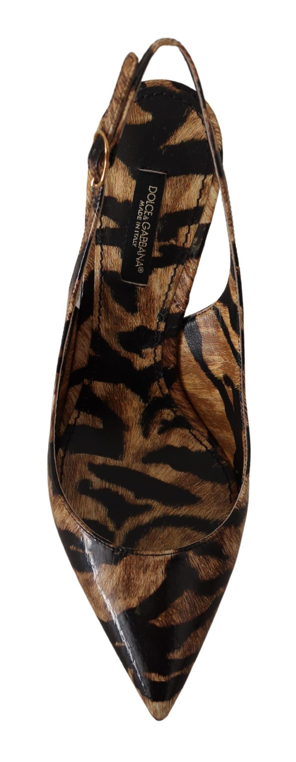 Dolce & Gabbana Brown Slingbacks Leather Tiger Shoes Dolce & Gabbana